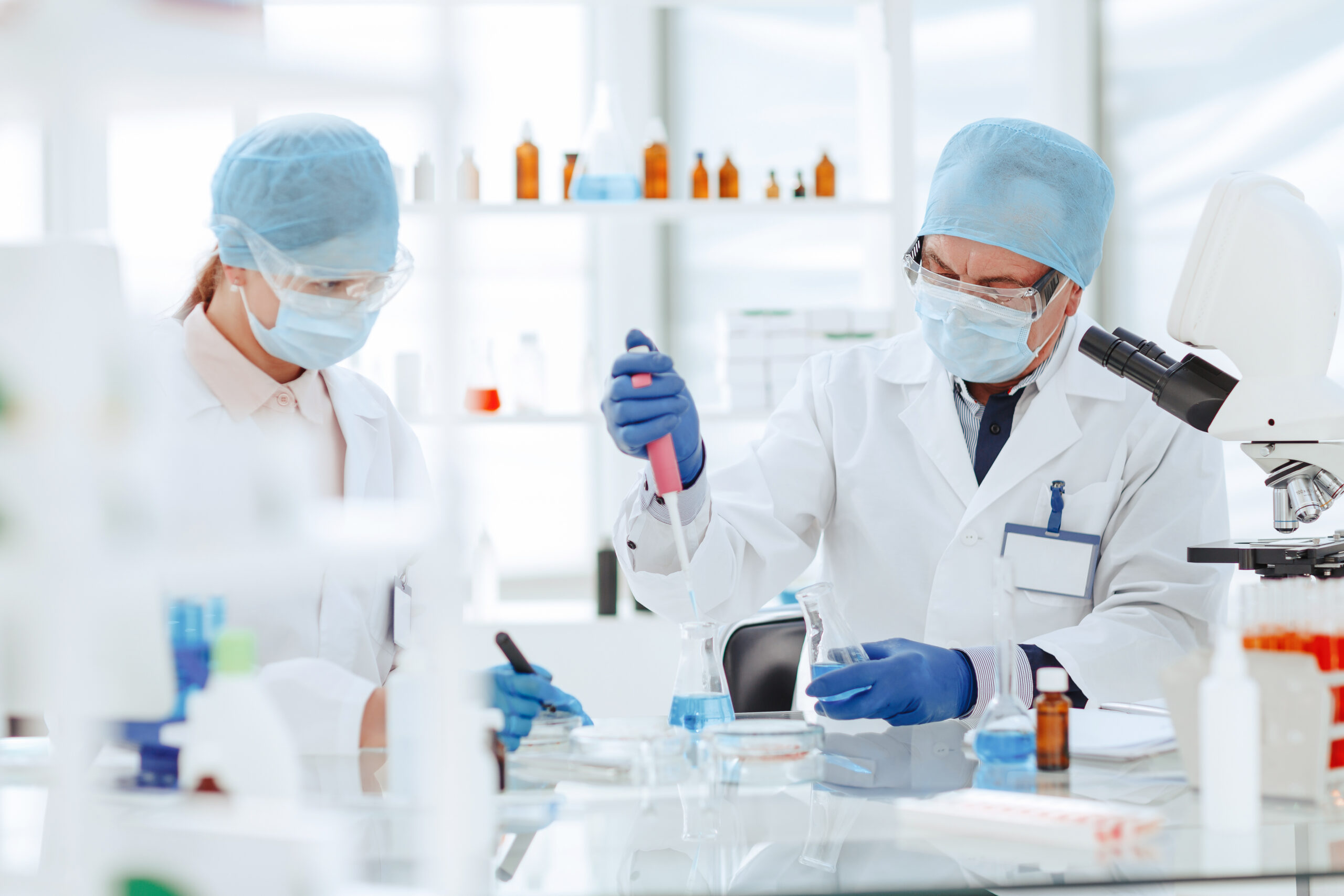 Microbiology scientists are working on creating a new vaccine.
